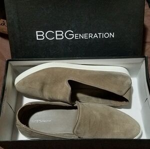 BCBG leather slip on loafers